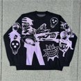 thumbnail image 1 of Harajuku moda hombres y mujeres pareja otoño e invierno suéter Y2K retro 90s gótico equipado cuello redondo tops ropa 2023 nuevo, 1 of 4