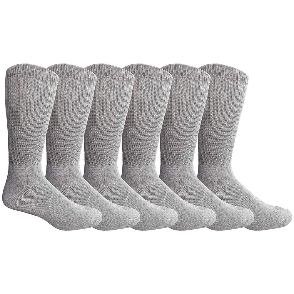 Yacht & Smith 6 Pairs King Size Mens Diabetic Crew Socks, Loose Fit