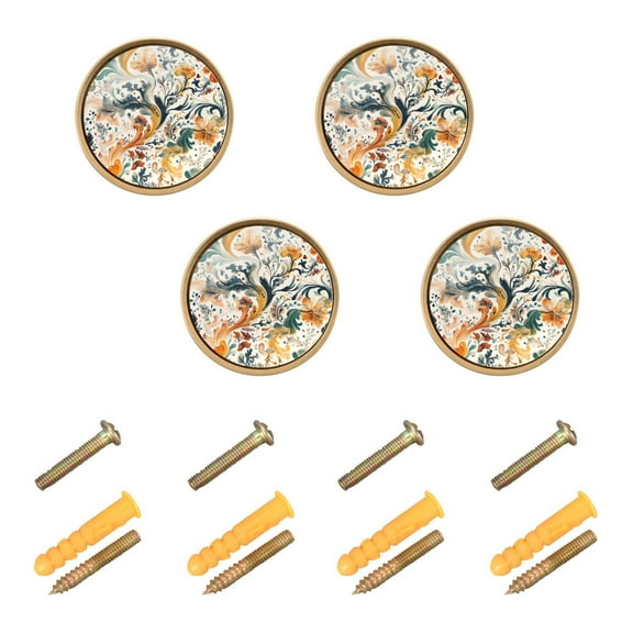 Yayeee 8 Pack Cabinet Knobs with Screws Round Zinc Drawer Pulls for Kitchen, Whimsical Leaves