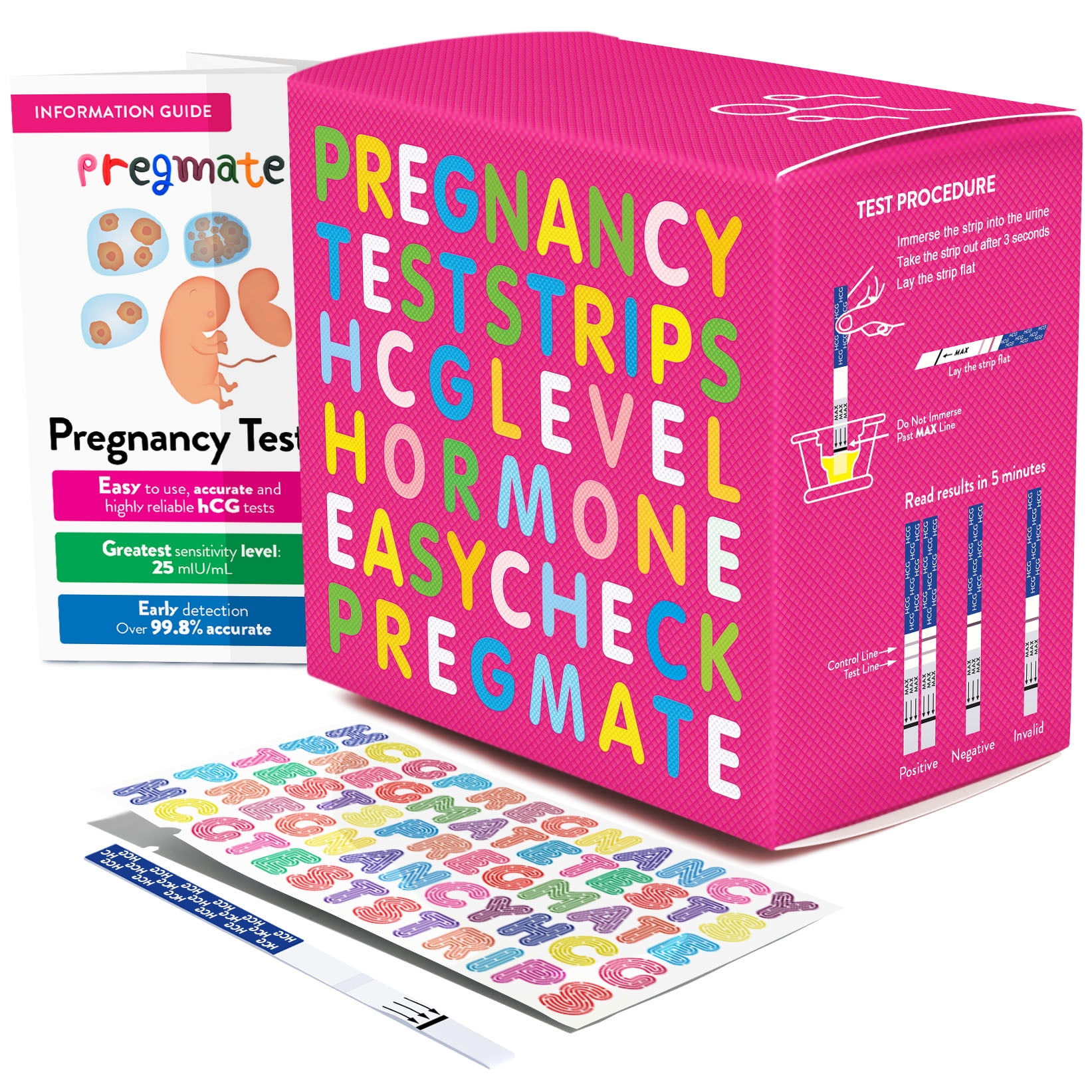 PREGMATE 60 Pregnancy HCG Test Strips One Step Urine Test Strip Combo