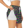 thumbnail image 2 of Bixox Women's Mardi Gras Carnival3 pattern 2 in 1 Running Shorts - Lightweight Athletic Workout Gym Yoga Shorts Liner with Pockets - Small, 2 of 7