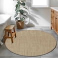 thumbnail image 5 of 3.3ft Washable Round Rug, Vintage Linen Non-Slip Circle Area Rug for Entryway Bedroom, Pastoral Brown Linen Texture Farmhouse Indoor Accent Floor Mat for Home Decor, 5 of 9