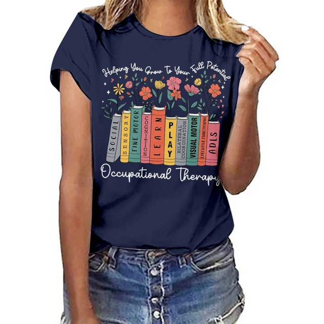 UANWENN T-Shirt Décontracté à Manches Courtes Col Rond Imprimé Confortable et Élégant pour Usage Quotidien Vêtements de Course d'Été pour Femmes