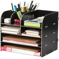 thumbnail image 1 of Office Supplies Desktop Organizer File Tray Wooden Pen Holder Sorter Storage Books Container Makeups Box Magazines Racks Counter Accessories Remote Controls Case Home School Student Workspace, 1 of 6
