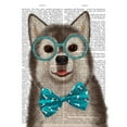 thumbnail image 2 of Fab Funky 12x14 Black Ornate Wood Framed with Double Matting Museum Art Print Titled - Husky with Glasses and Bow Tie, 2 of 4