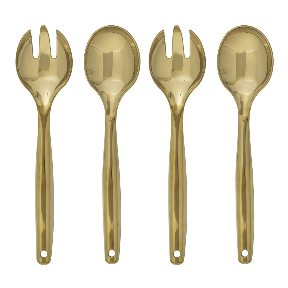 4Piece Gold Plastic Serving Utensils Set
