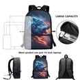 thumbnail image 5 of Uorisanigo Cool Wolf Boys Girls School Backpack Large Capacity School Bag Holiday Travel Bookbag Outdoor Daypack for 5-13 Year Old with Water Bottle Pockets, 5 of 6