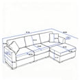 thumbnail image 3 of Modern Storage Sofa with Dual Usb, 2 Side Pockets, Ottoman Storage Bench Cloud Sectional Chenille Sofa Oversized, 4-Seat, L-Shaped Couch (Black), 3 of 11