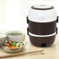 thumbnail image 1 of DONSU 3 Layers Electric Lunch Box, 2L Portable Electric Heating Lunch Box 360°Steam Heating Warmer Container Rice Cooker for Home, Office, School (200W 110V), 1 of 4