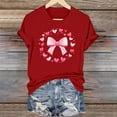thumbnail image 1 of Nuoqisi T-Shirts Graphiques Mignons avec Nœud pour Femmes de la Saint-Valentin, T-Shirt Décontracté à Imprimé, Col Rond, T-Shirt d'Été à Manches Courtes, Hauts Tendance, T-Shirt Esthétique Chic, Hauts Tee Esthétiques, T-Shirt Rose avec Nœud, T-Shirt Girly, 1 of 6