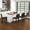 thumbnail image 6 of Topbuy Faux Leather Woven Bar Stools Set of 2 24 Inch Counter Height Bar Chairs with High Backrest Footrest, 6 of 8