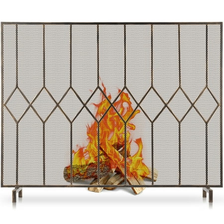 

Amagabeli Fireplace Screens for Wood Burning Fireplace Single Panel Wrought Iron Fireplace Cover Fire Spark Guard for Indoor Outdoor Flat Guard Fire Screens for Fireplaces Bronze