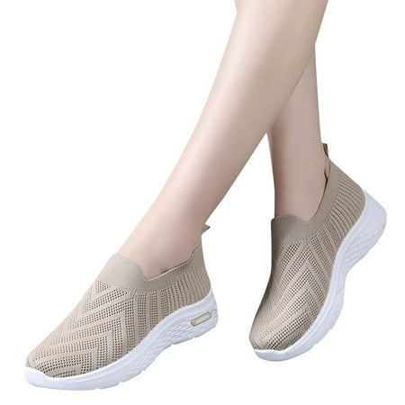 Oyedens Womens Walking Shoes Comfort Elastic Slip on Sock Work Shoes Platform Air Cushion Running Sneakers