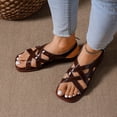 thumbnail image 5 of Viluyesy Womens Flat Sandals, Low Heels Square Toe Slingback Summer Fashion Casual Bohe Shoes Brown US9.5, 5 of 9