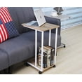 thumbnail image 2 of JJS Side End C Table for Sofa, Living Room Couch Table Snack Table That Slide Under for Small Spaces, Oak/White, 2 of 2