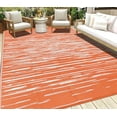 thumbnail image 1 of Findosom 6'x9' Waterproof Stripe Outdoor Rug, Foldable Reversible Plastic Straw Rug, Large Patio Rug for Outdoors, RV, Patio, Backyard, Deck, Picnic, Beach, Camping Orange, 1 of 6