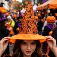 thumbnail image 3 of Darzheoy Halloween Witch Hats for Women, Sharp Pointed Lace Veils Witch Hats, Halloween Accessories Party Decoration Props, 3 of 5
