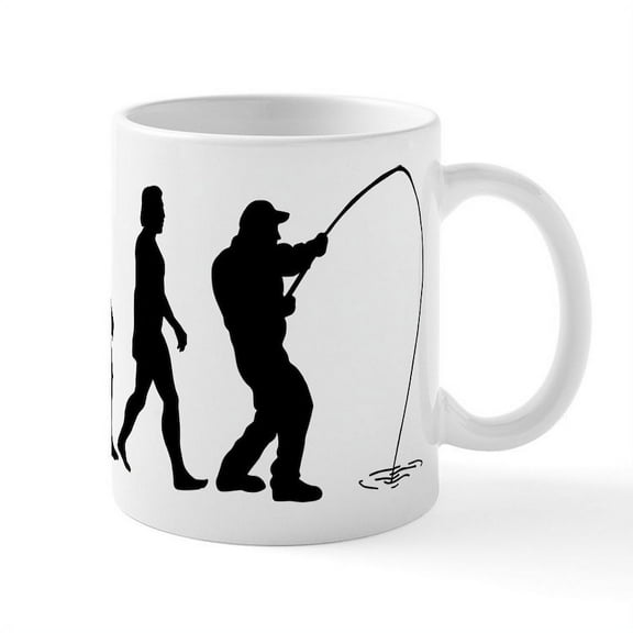 CafePress - Fishing Evolution - 11 oz Ceramic Mug - Novelty Coffee Tea Cup