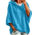thumbnail image 2 of Xdegoge Women's Oversized Poncho Hoodie Batwing Half Sleeve Pullover Sweatshirts High Low Hem Loose Fit Casual Fall Tunic Tops Slouchy Comfy Loungewear, 2 of 7