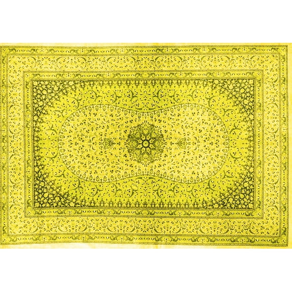 Ahgly Company Indoor Rectangle Persian Yellow Traditional Area Rugs, 8' x 12'