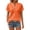 #0141-Orange, variant on Women’s Textured V-Neck Blouse Short Sleeve Button Front Casual Linen Tops Solid Color Loose Fit Lightweight Breathable Summer Shirts