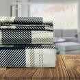 thumbnail image 4 of Casa Platino Flannel Sheet Set, 100% Cotton, 3 Piece Deep Pocket Bed Sheets - Twin Size, Navy Check, 4 of 7