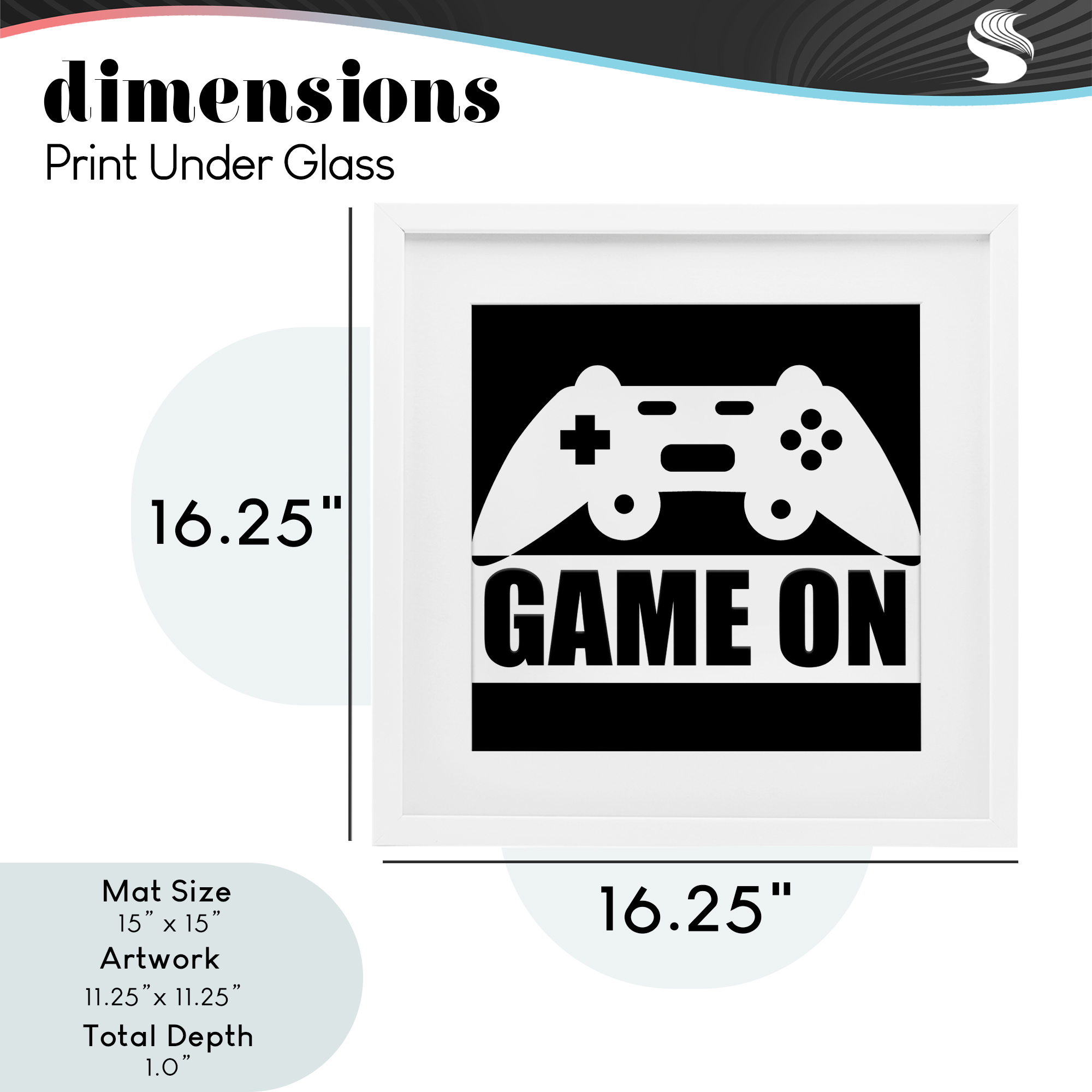 Game On Retro Black & White White Framed Print Under Glass, design by Kim Allen