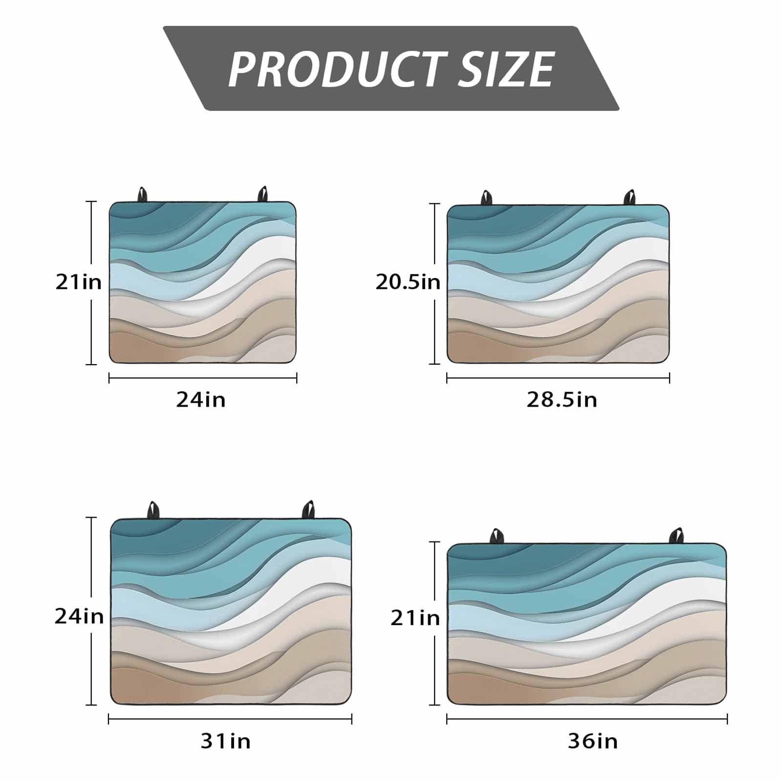 Turquoise Brown Stove Top Cover for Electric Stove, Heat-proof & Non Slip Glass Top Stove Cover Protector, Teal White Geometric Gradient Stripes Kitchen Flat Cooktop Rubber Mat 24x21 Inches