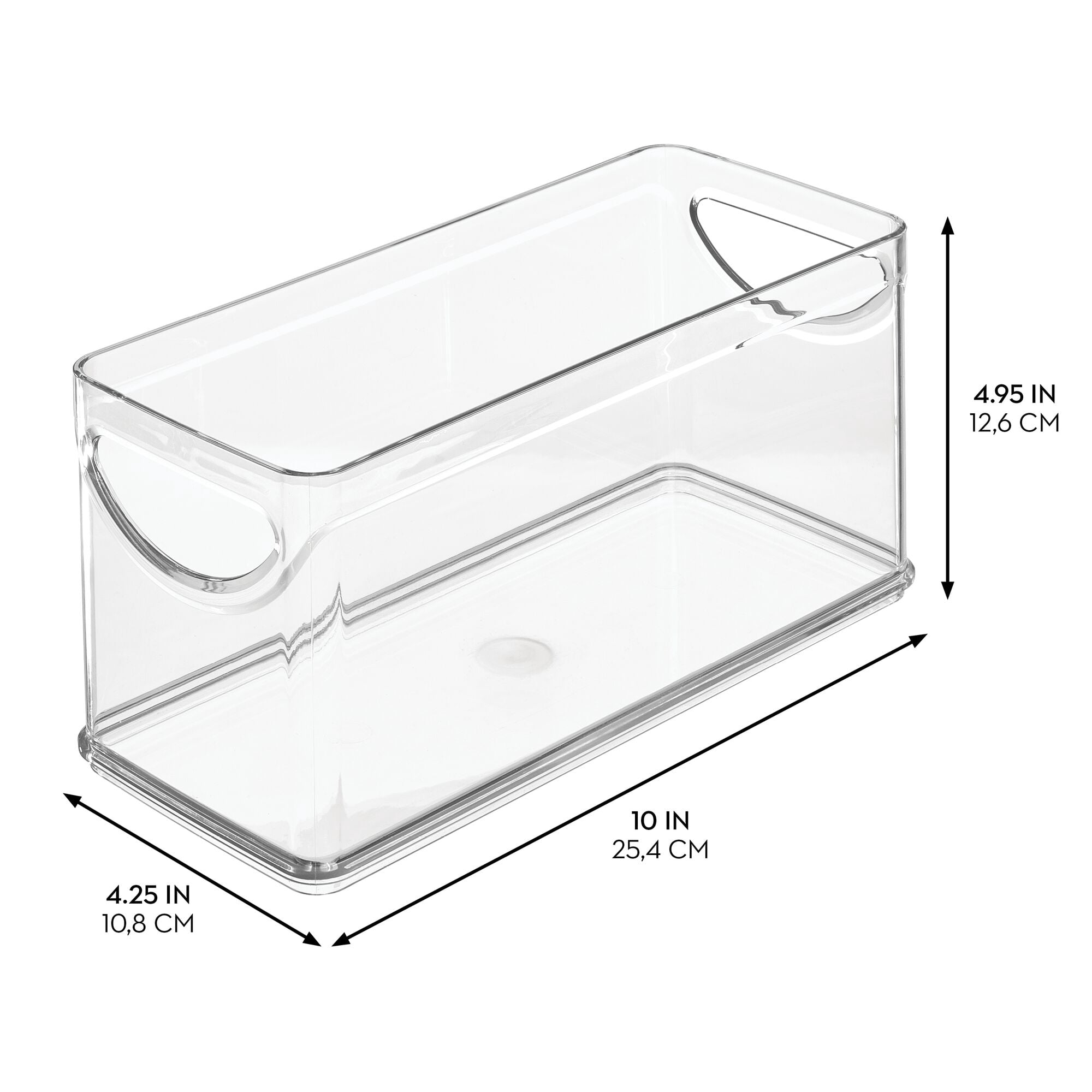 iDesign Plastic Cabinet and Pantry Storage Bin with Handles, Clear