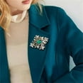 thumbnail image 2 of Geometric Green Stone Brooch Pin for Women Unisex Gold-Toned Rhinestone Hollow Brooches Lapel Pins Fashion Crystal Dress Accessories Elegant Jewelry, 2 of 6