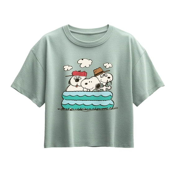 Peanuts - Snoopy Sibling Pool - Youth Girl Short Sleeve Boxy Tee