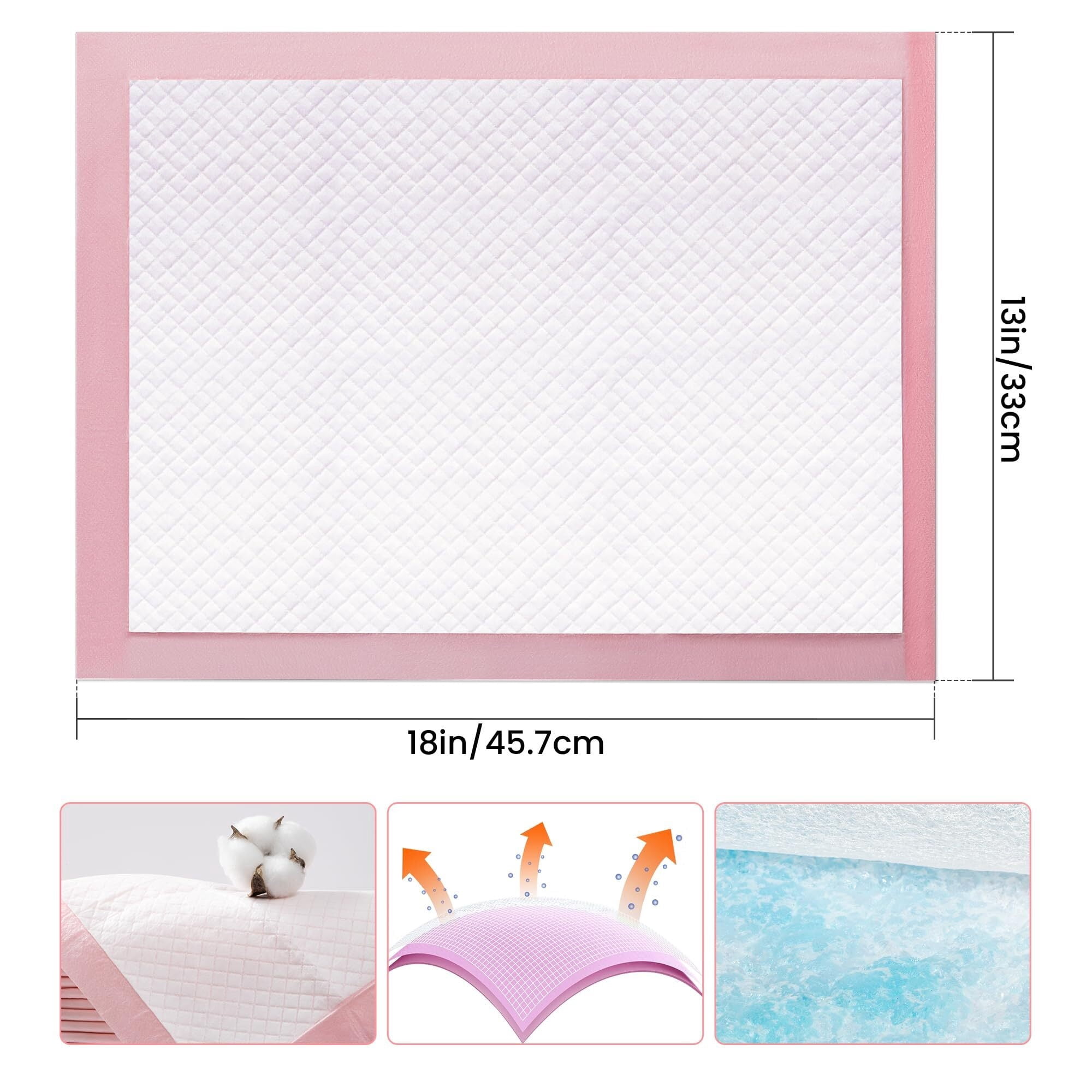 Pet Toilet Training Pads 100Count Disposable Puppy Pee Pads 18" x 13" for Dogs, Ultra Absorbent|Quick Dry|Leak-Proof Pet Potty Pads for Dog, Cat, Rabbits and Guinea Pigs (Pink)