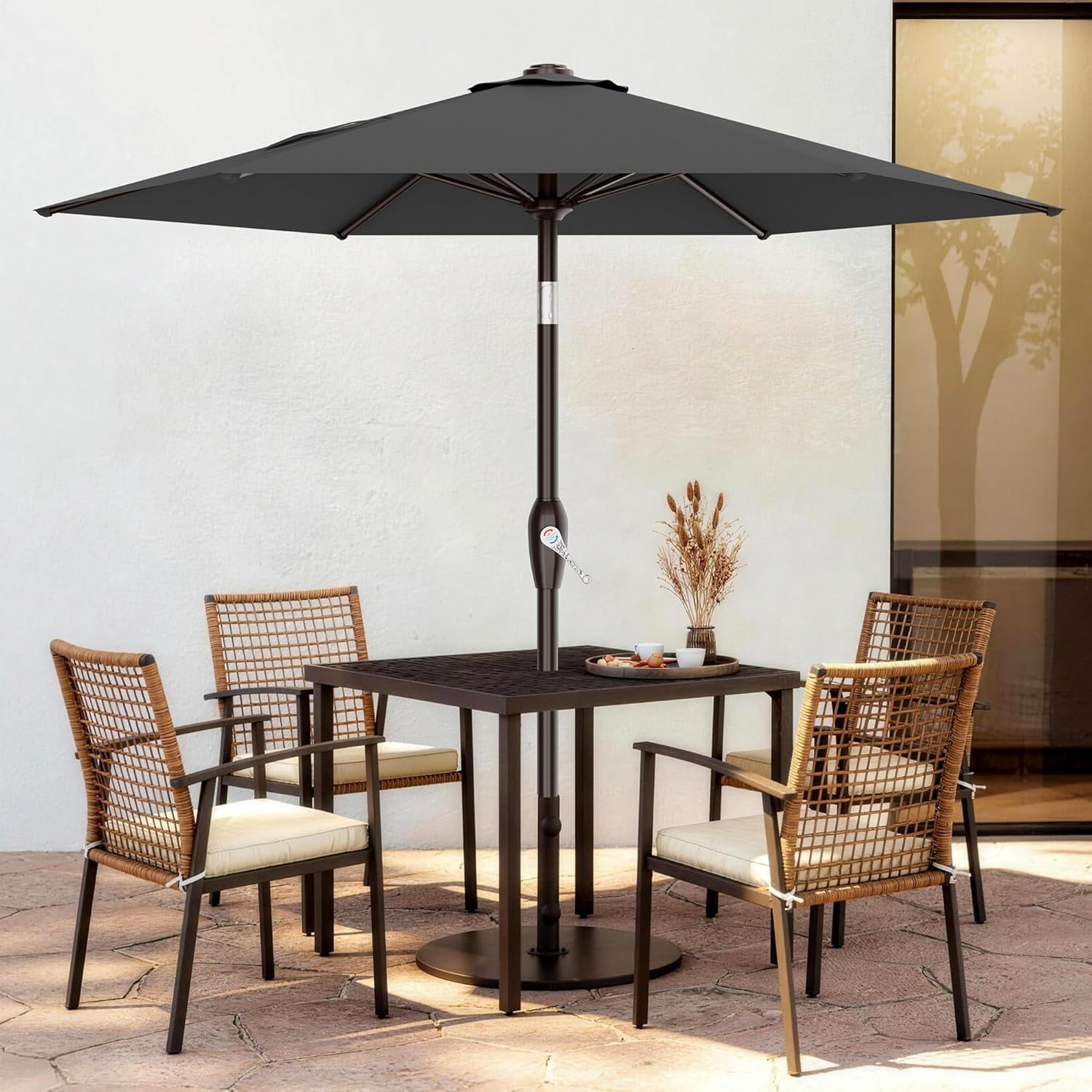 7.5FT Patio Umbrella Table Market Umbrella with 6 Sturdy Ribs, Button Tilt/Crank, Heavy-Duty Outdoor Umbrellas for Pool, Deck, Garden and Backyard, Gray