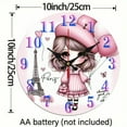 thumbnail image 3 of 10 inch Wall Clock, Paris, Eiffel Tower, Hearts Print, Wall art Decor Silent Mechanical Movement - Great for Living Room, Kitchen, Dorm Decoration and Daily Practical Gift, 3 of 6