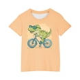 thumbnail image 3 of NAISIBABY Boys Graphic T-Shirt, Round Neck Short Sleeve Dinosaur Prints Casual Pullover Top Orange 9-10T, 3 of 4