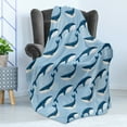 thumbnail image 4 of Sea Animals Soft Flannel Fleece Throw Blanket, Cartoon Abstract Whale Pattern Nautical Natural Large Fish Underwater Print, Cozy Plush for Indoor and Outdoor Use, 60" x 80", Blue White, by Ambesonne, 4 of 5