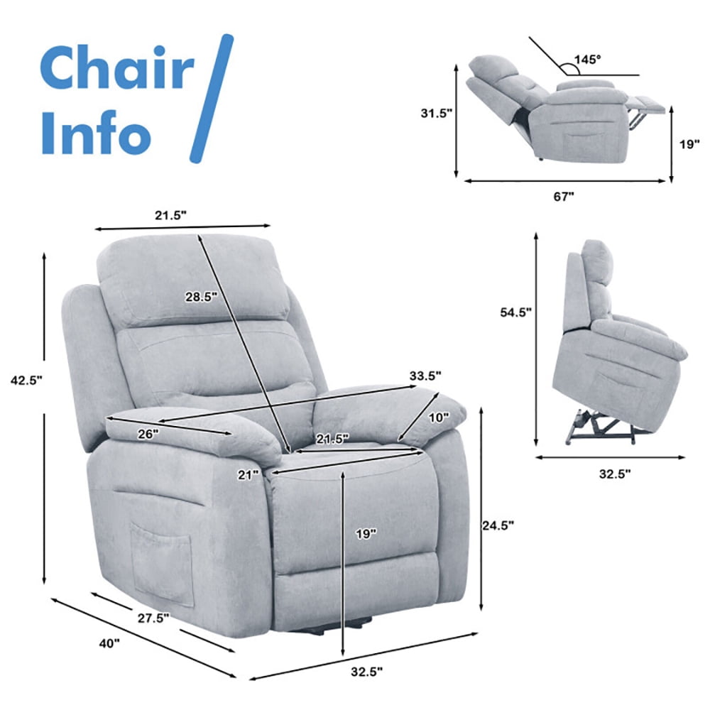 Finihen Electric Power Lift Relax Sofa Recliner Chair, Power Lift Recliner Sofa with Side Pocket and Remote Control, for Elderly, for Living Room, Bedroom, Gray Finihen Electric Power Lift Relax Sofa Recliner Chair, Power Lift Recliner Sofa with Side Pocket and Remote Control, for Elderly, for Living Room, Bedroom, Gray