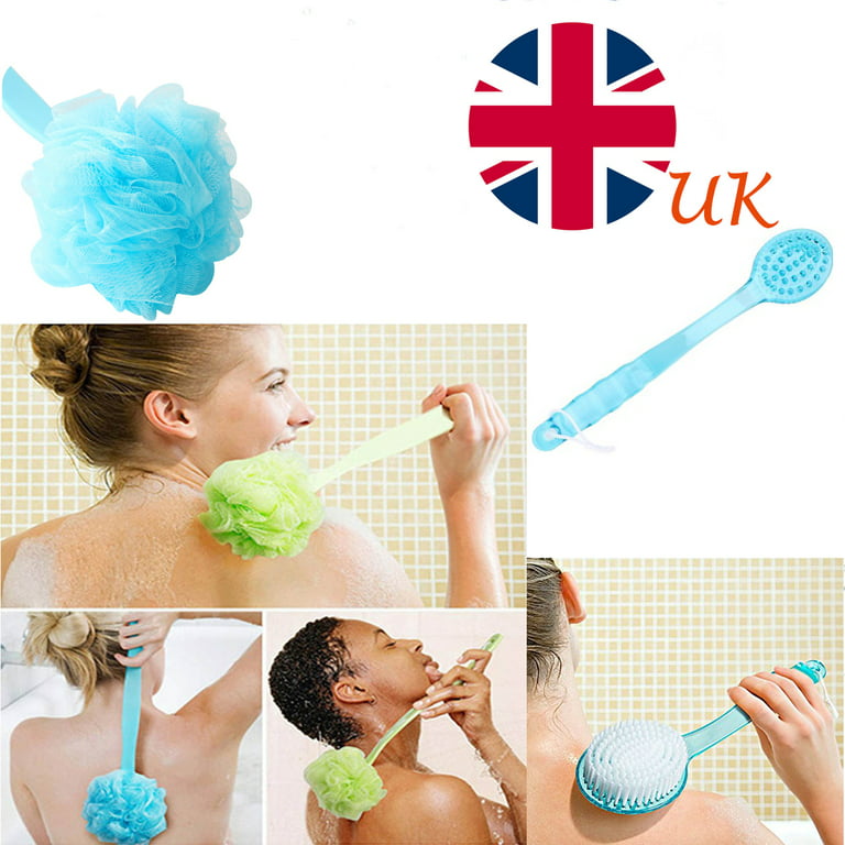 Qewro 2Pack Back Scrubber for Shower, Dual-Sided Loofah on a Stick as  Shower Brush Exfoliating Body with Long Handle, Loofah Sponge Mens Loofah