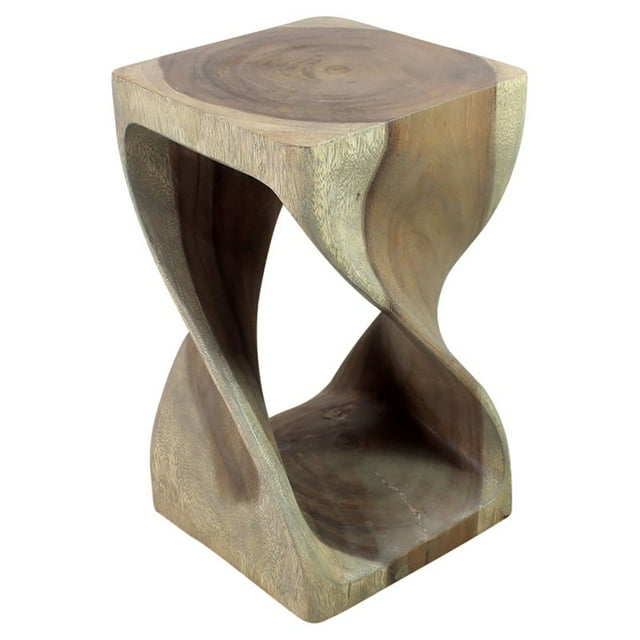 Strata Furniture 20x12" Traditional Wood Twist End Table in Gray