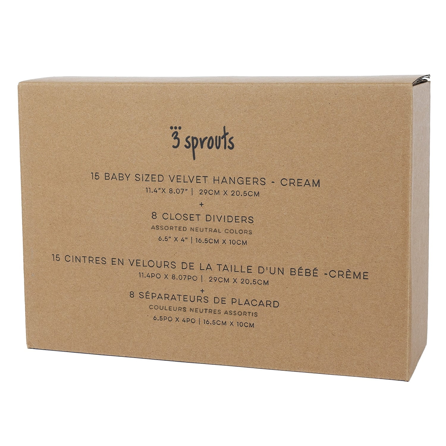 3 Sprouts Baby Velvet Hanger Cream (15pk) & Neutral Closet Divider Set