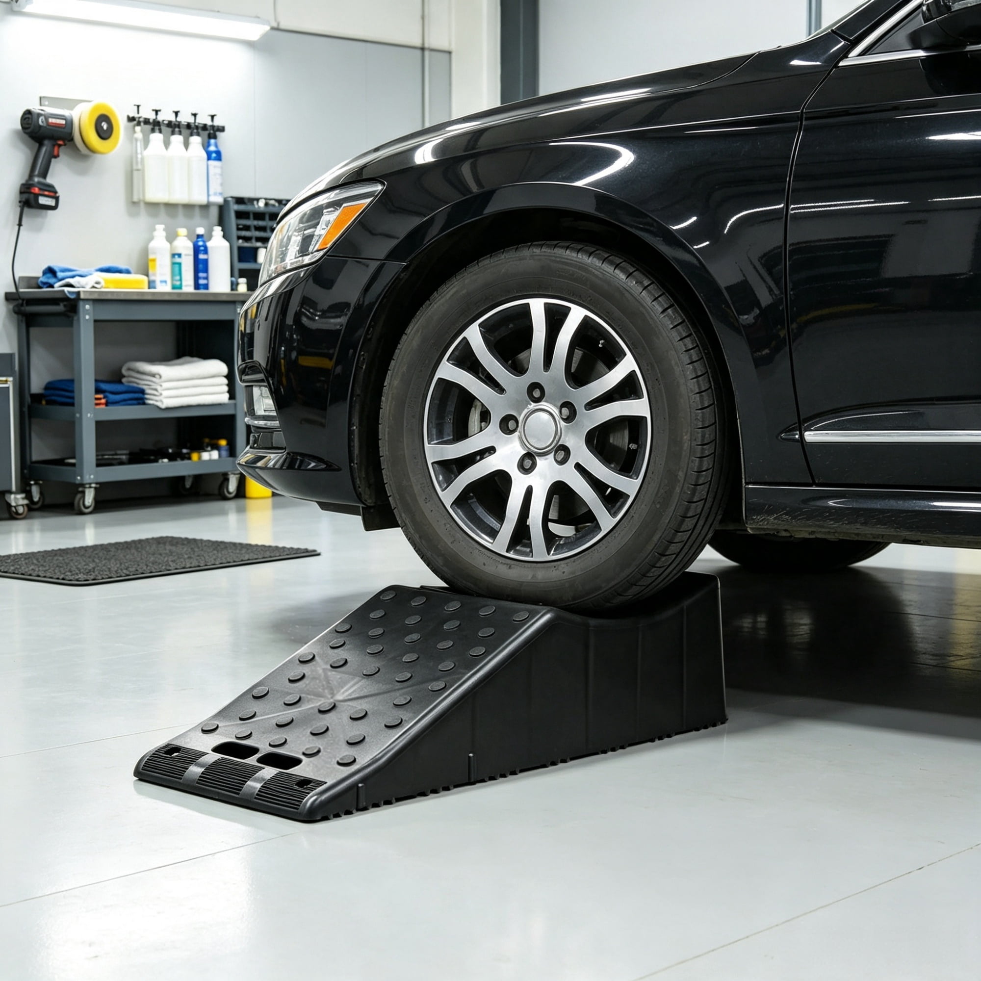 Single Auto Service Ramp (20000 lbs/9 Ton), 5.5" Elevation Vehicle Tire Ramp for Routine Maintenance