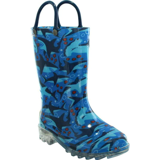 Children's Western Chief Shark Chase Lighted Rain Boot Blue 7 M