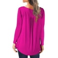 thumbnail image 3 of Usmixi Tunic Tops for Women Womens Pullover Tunic Tops Casual Solid Flowy Pleated Swing Button up Ladies Henley Shirts Winter Long Sleeve Plain Casual Tunic Tops Tops, 3 of 5