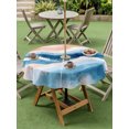 thumbnail image 5 of Orange Navy Blue Ombre Outdoor Tablecloth with Umbrella Hole, Abstract Beach Waves Gradient Spillproof Waterproof Outdoor Table Cover, Patio Tablecloths for Party/Garden/Picnic, Round 54 inch, 5 of 9