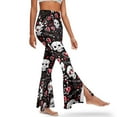 thumbnail image 2 of FKELYI Women's Yoga Leggings Vintage Skull Love Print Slim-Fit Flare Leg Pants Bell Bottom Flared Sweatpants Tummy Control Atheletic Yoga Pants for Gym Workout Daily Dress, S, 2 of 7
