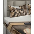 thumbnail image 6 of Ambesonne Baseball Fitted & Top Sheet Set with Shams, Rustic Style Sports Themed, Brown and Pale Brown, 6 of 8