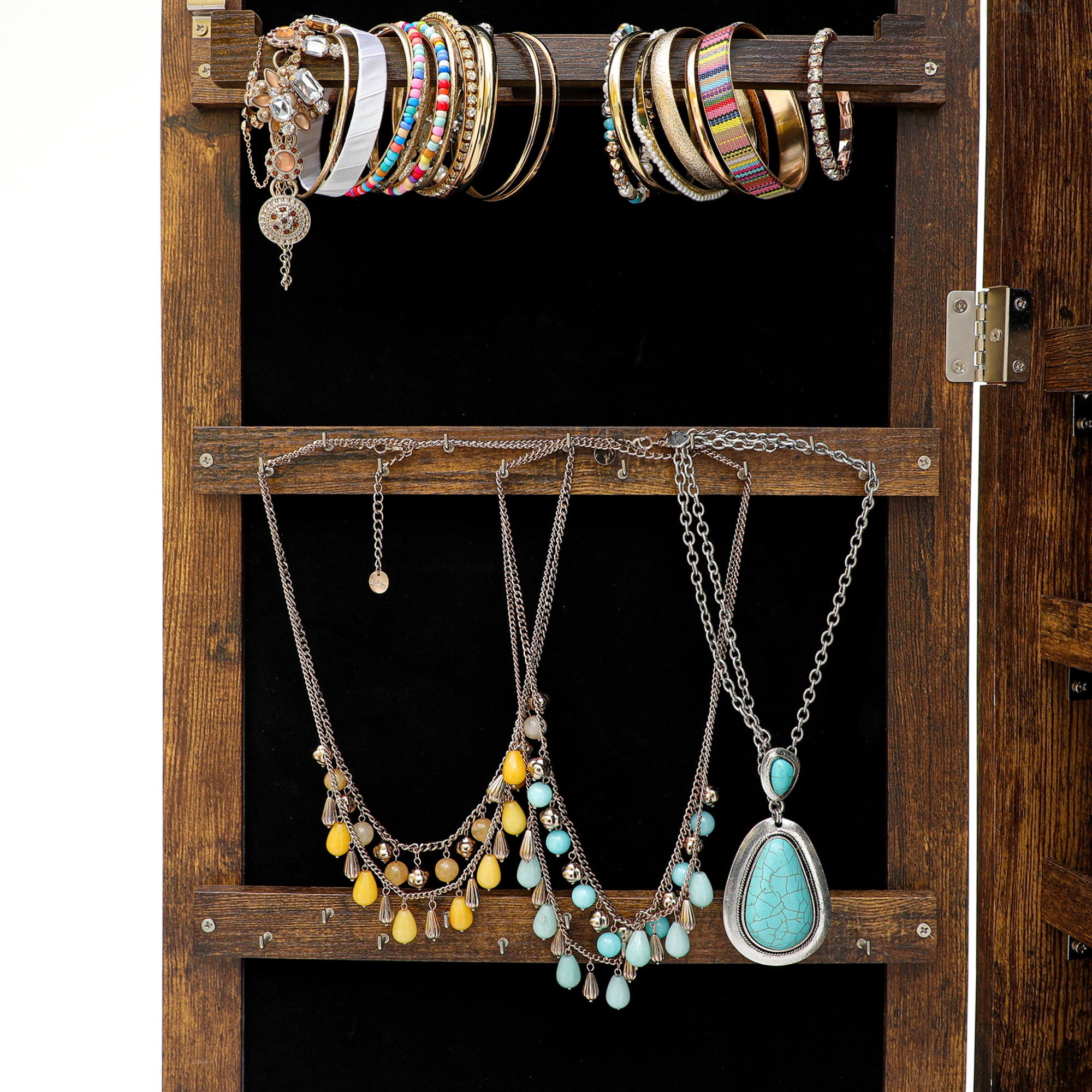 Resenkos LED Light Mirrored Jewelry Cabinet with Storage Drawer, Door/Wall Jewelry Armoire Antique Gray Resenkos LED Light Mirrored Jewelry Cabinet with Storage Drawer, Door/Wall Jewelry Armoire Antique Gray