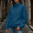 thumbnail image 3 of cocolona Fall Winter Jacket for Women Raglan Sleeve Stand Collar Fleece Outerwear Casual Zipper Solid Color LightWeight Tops with Pocket, 3 of 7