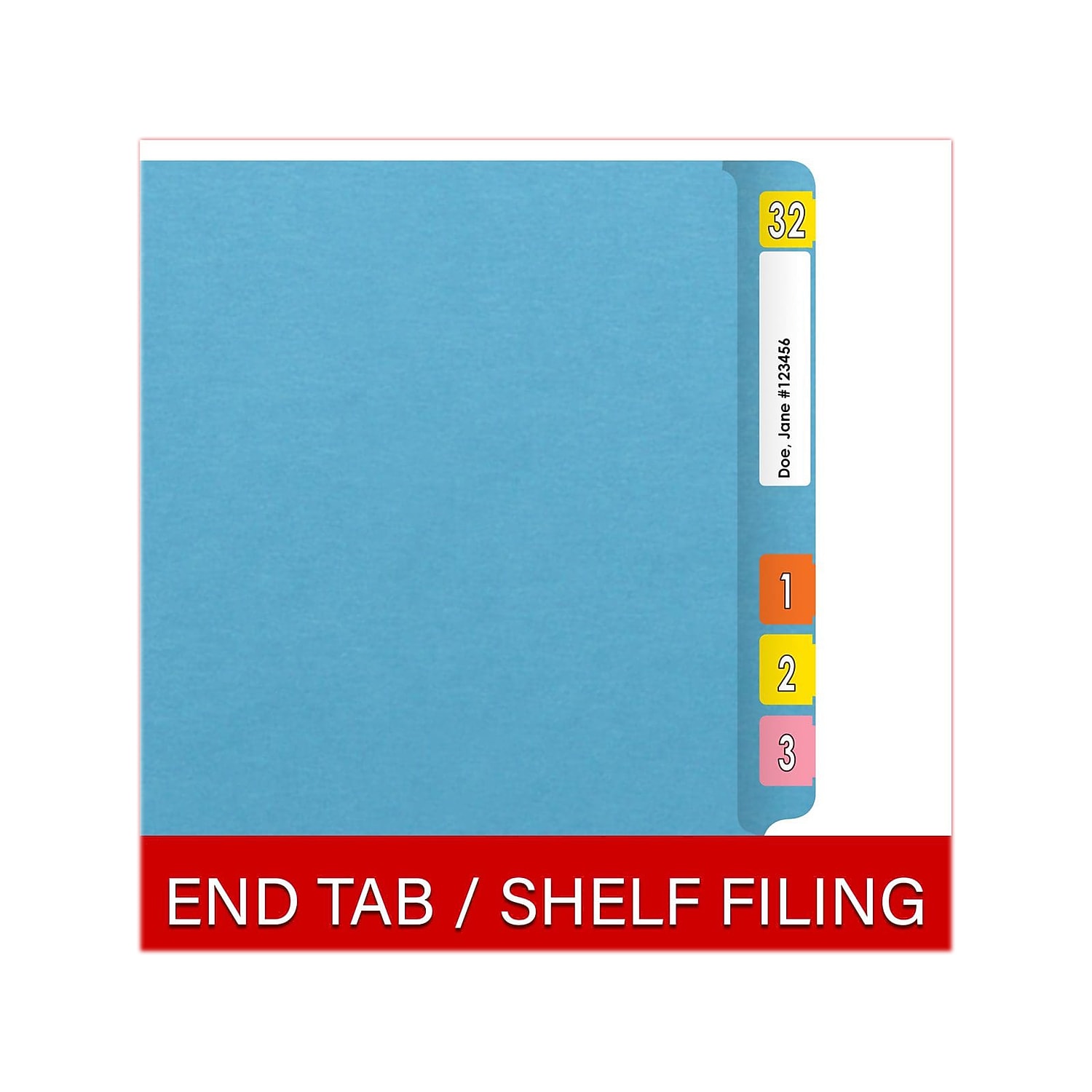 Medical Arts Press Heavy-Duty End Tab File Folder Straight Cut Letter-Size Blue 40/Box (S-09458-DBL)