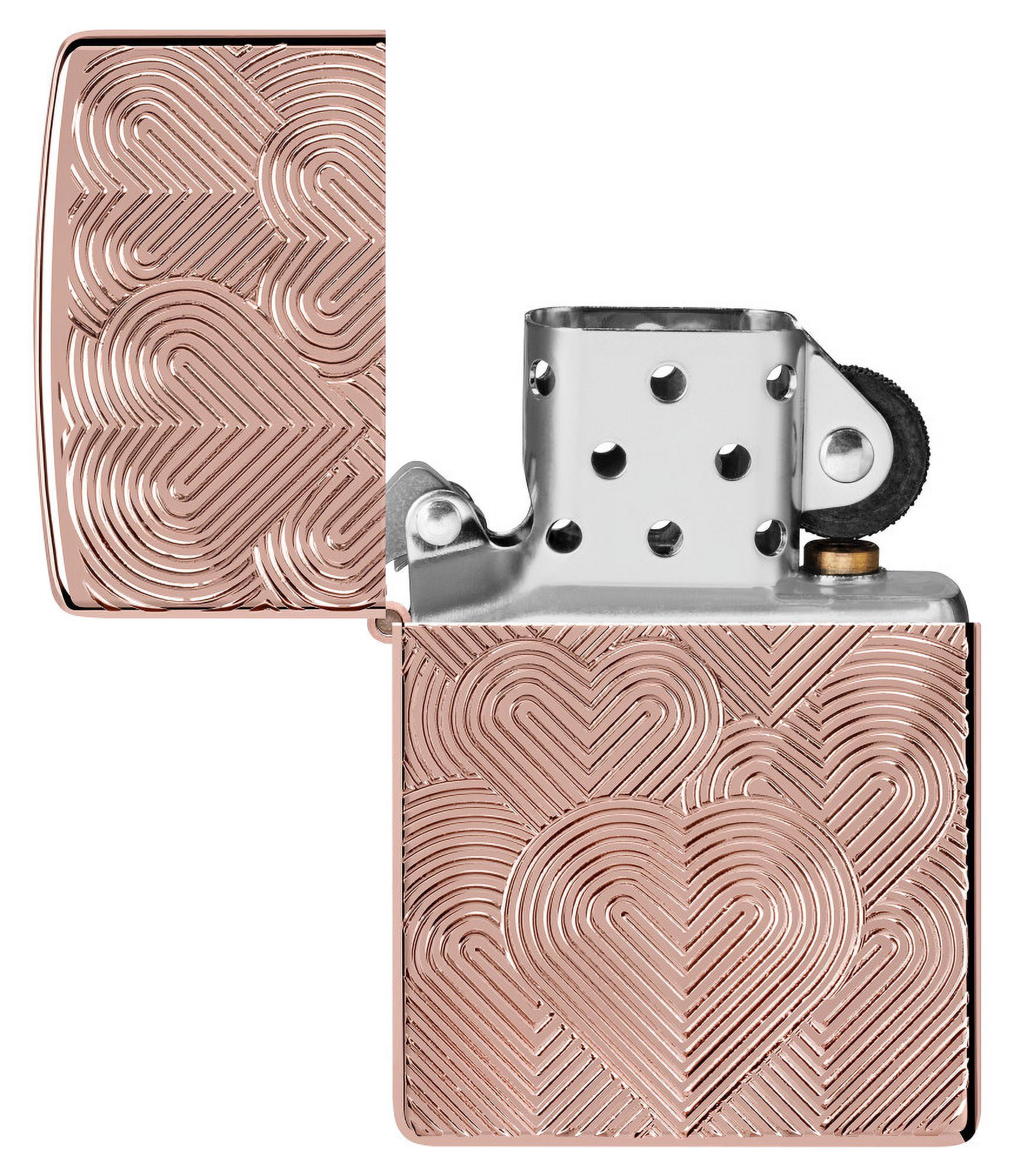 Zippo Hearts Armor High Polish Rose Gold Pocket Lighter